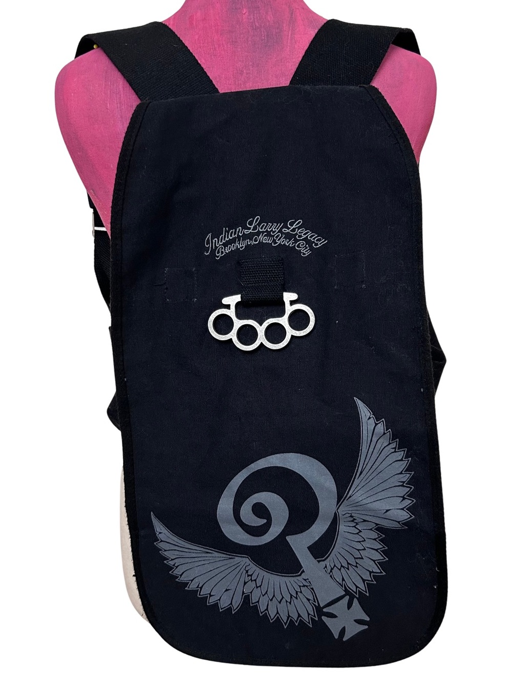 🖤MAKE OFFER🖤 Indian Larry Legacy Black Canvas Backpack Wing Graphic Knuckles